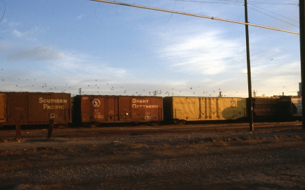 Freight Yard GN Boxcar Nov 1977 Bought from JD Gratz Aug 2016 Photog unknown